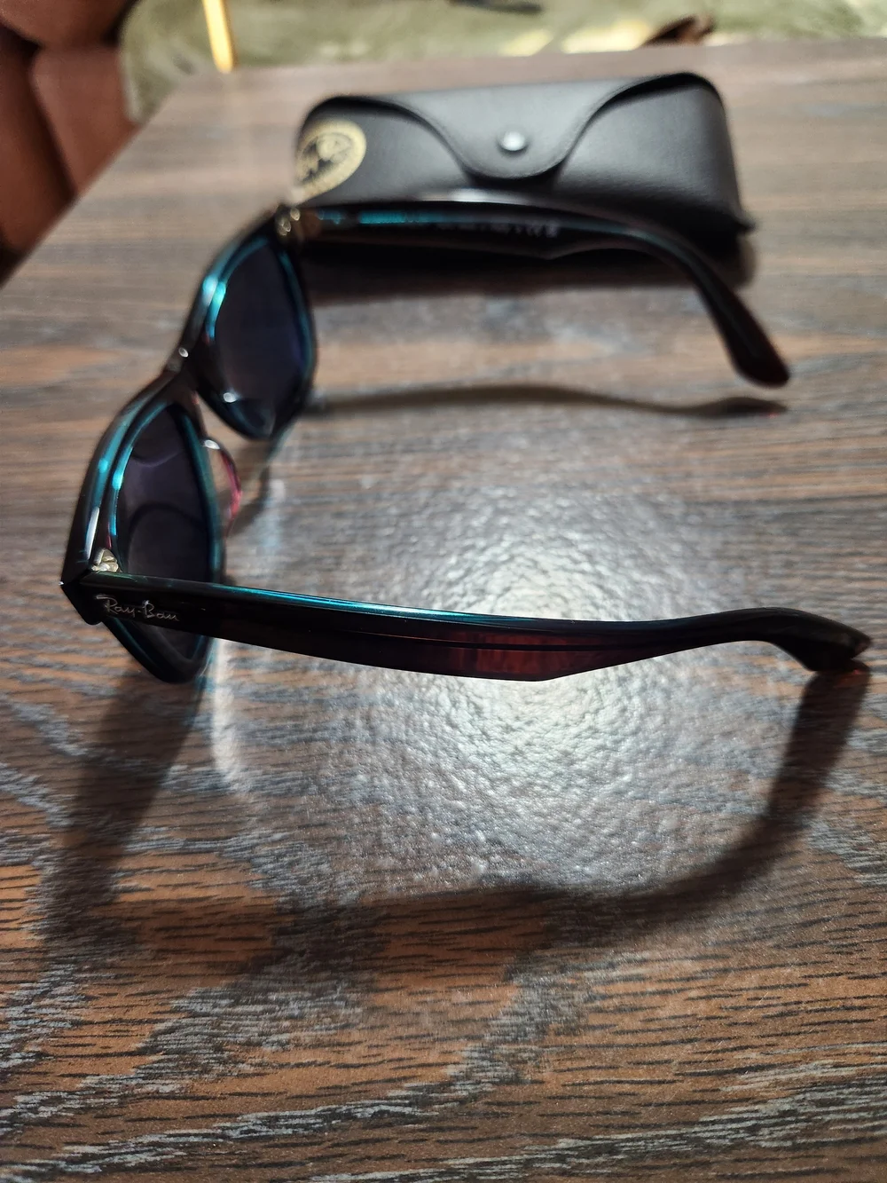 Ray-Ban Wayfarer Sunglasses - Blue Frames with Brown Lenses